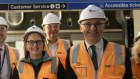 Premier Jacinta Allan and Transport Minister Danny Pearson touring the newly completed Parkville train station in Melbourne last week.