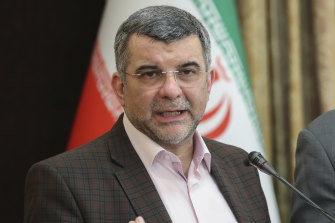 Iraj Harirchi speaks at a press conference on Monday, a day before testing positive for coronavirus.