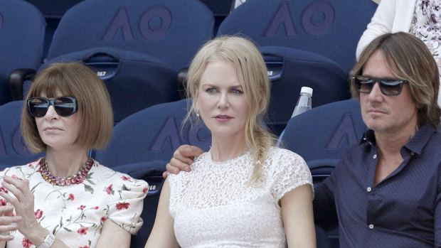 Anna Wintour, pictured with Nicole Kidman and Keith Urban at the Australian Open, will headline a $550 a head "intimate discussion" at the NGV.