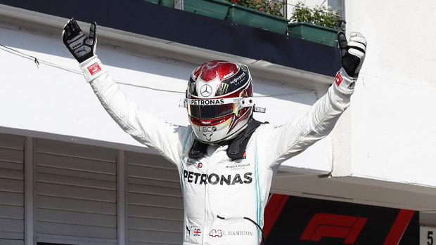 Lewis Hamilton after winning the Hungarian Formula One Grand Prix at the Hungaroring racetrack on Sunday.