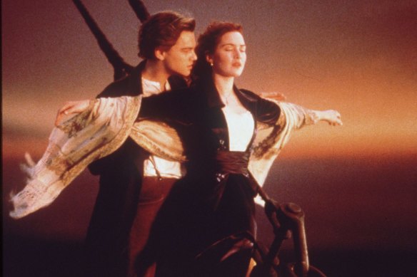 One of the most famous scenes from the 1997 blockbuster film Titanic, starring Leonardo Di Caprio and Kate Winslet.