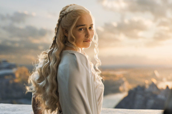Emilia Clarke portrays Daenerys Targaryen in a scene from HBO’s Game of Thrones. 