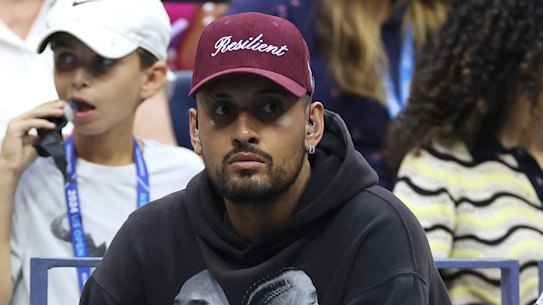 Nick Kygios at the US Open, where he was commentating for ESPN.