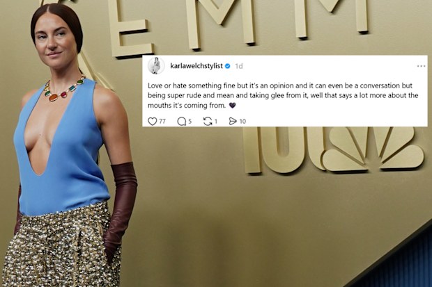 Shailene Woodley at the 2026 Emmys, and her stylist’s Threads response to criticism of her outfit