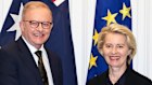 Prime Minister Anthony Albanese meets with European Commission President Ursula von der Leyen in Rome on Sunday.
