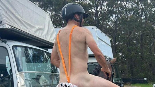 Australian equestrian rider and Olympian Shane Rose in a fancy dress event at Wallaby Hill Extravaganza on February 11.