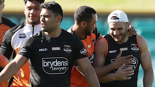 Tigers old boy: Farah appeared in good spirits with potentially one last game looming.
