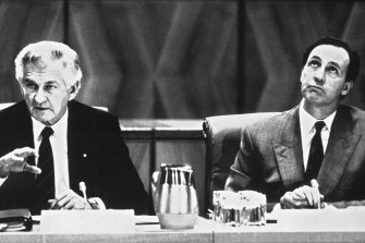 Bob Hawke and Paul Keating in 1991.