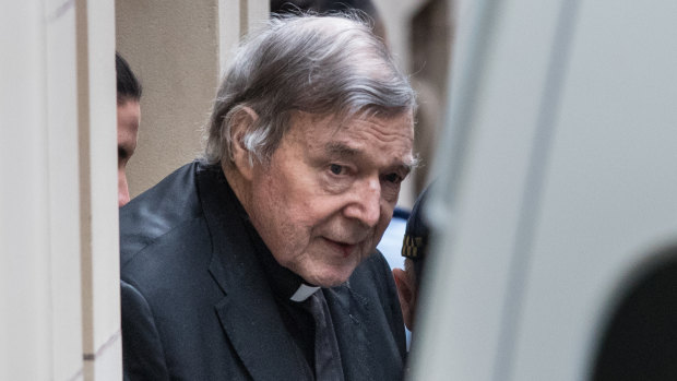 Pell leaving court on Wednesday morning.