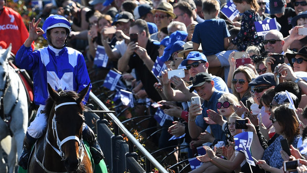 Public expectation: Hugh Bowman and Winx will be the centre of attention as she attempts to win a fourth consecutive Cox Plate