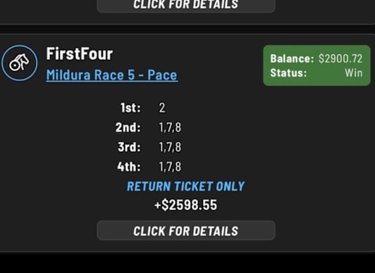 A punter won almost $600 on a first four with BetNow.