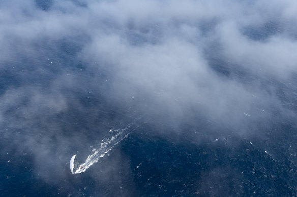 Celestial in full flight down the coast of Tasmania.