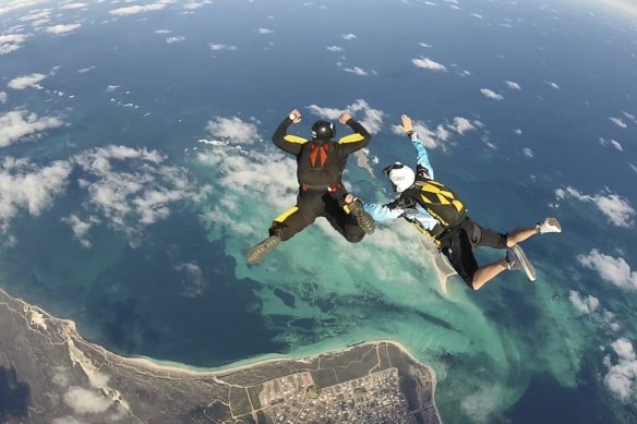 Skydivers above Jurien Bay (file photo). 