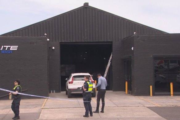 The Essendon car wash where a man was attacked with a machete.  