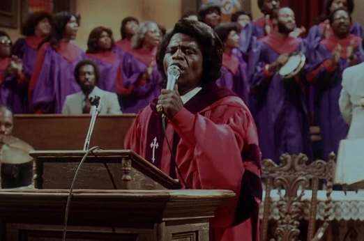 James Brown and choir in the movie The Blues Brothers.