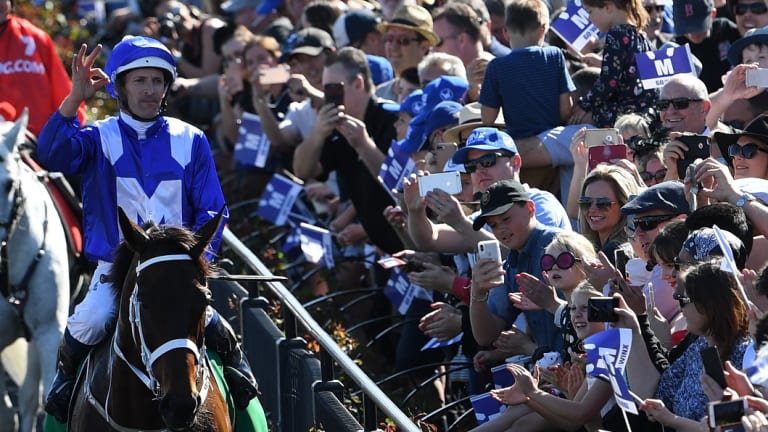 Public expectation: Hugh Bowman and Winx will be the centre of attention as she attempts to win a fourth consecutive Cox Plate