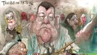 David Rowe editorial cartoon for 11 February 2021. 'Trouble or nothing'. James Packer, Crown casino,  Barangaroo, Helen Coonan, Sydney.