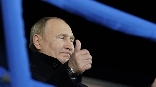 Russian President Vladimir Putin attends the opening ceremony of the 2022 Winter Olympics.