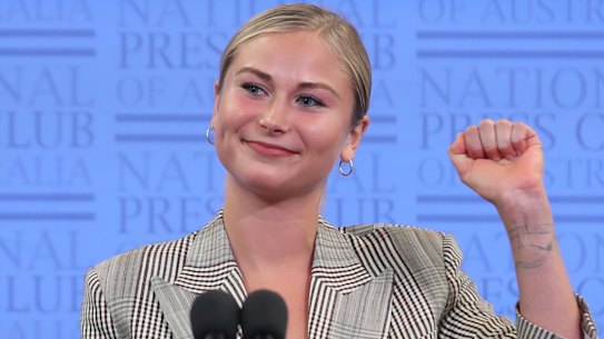 Australian of the Year Grace Tame during her address to the National Press Club.