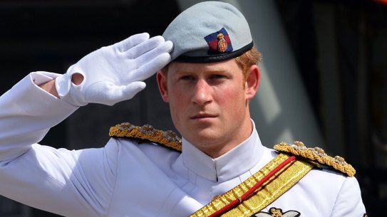 War stories: Prince Harry, in full military uniform, reviewed a global armada of warships on Sydney Harbour in 2013.