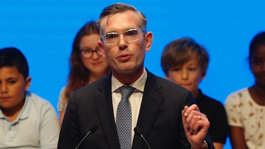 NSW Dominic Perrottet at the Liberal Party’s campaign launch on Sunday.