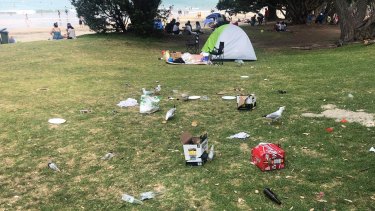The family's were accused of leaving rubbish at Takapuna Beach after their visit.