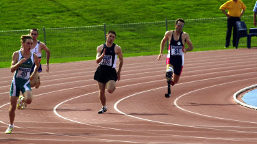 Athletes at the Australian track and field championships for athletes with a disability. 