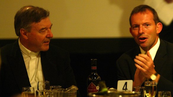 Cardinal George Pell with then federal health minister Tony Abbott at the 2004  Catholic Administrator Conference.