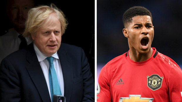 Boris Johnson will provide a food fund for struggling families after a campaign from England forward Marcus Rashford.