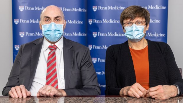 Dr Drew Weissman and Dr Katalin Karikó, pictured during COVID, were awarded the Nobel Prize in Medicine.