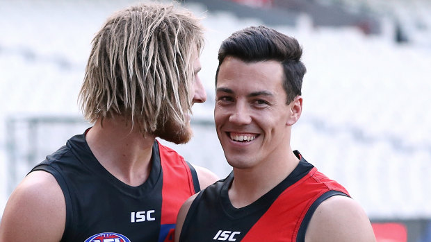 Dyson Heppell with Dylan Shiel at the MCG.