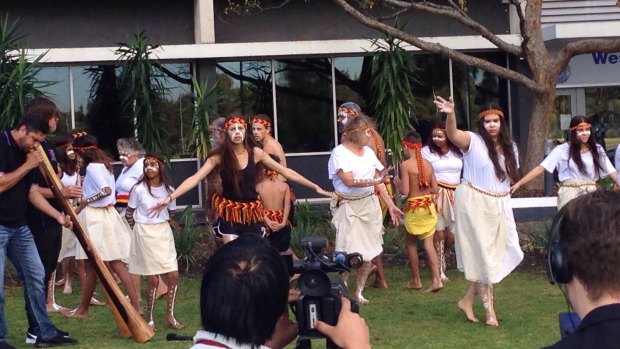 Aboriginal dancers perform at the ceremony.