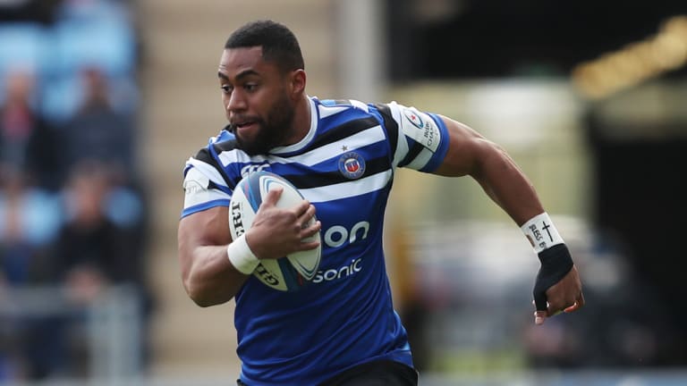 Talent: Joe Cokanasiga, seen here playing for Bath, will make his England debut this weekend.