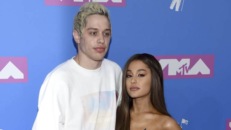 Pete Davidson, left, and Ariana Grande at the MTV's Video Music Awards earlier this year. 