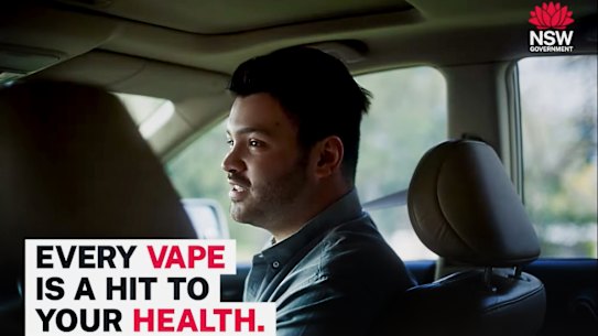 A frame grab from the anti-vaping ad.
The state government will back federal laws to drive vape shops out of business, but the vaping industry is preparing to fight efforts to ban retail sales of vape products.