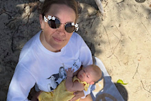 Solo-parent Lucie Ferguson also asked her friends to take pictures of her with her child. 