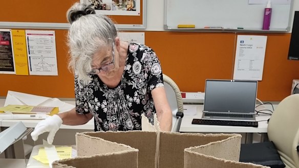 Joan at work in “The Lab” at the State Library of Queensland.