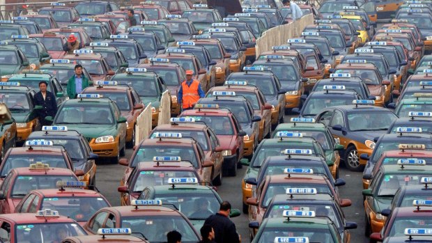 Beijing taxis in 2006.