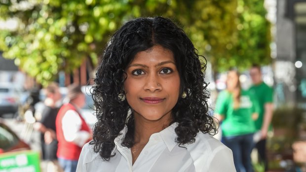 Victorian Greens leader Samantha Ratnam at the early election centre in Brunswick.