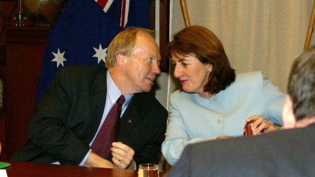 Then-corrective services minister Judy Spence with then-premier Peter Beattie in 2005.