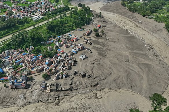 The Trishuli River after flash floods in Nepal’s Nuwakot district.