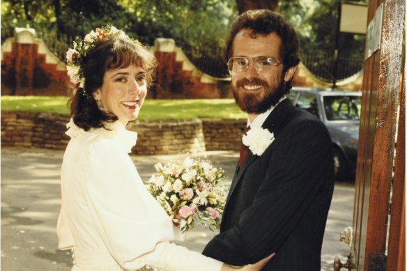 Rod Sims and Alison Pert on their wedding day in 1984.