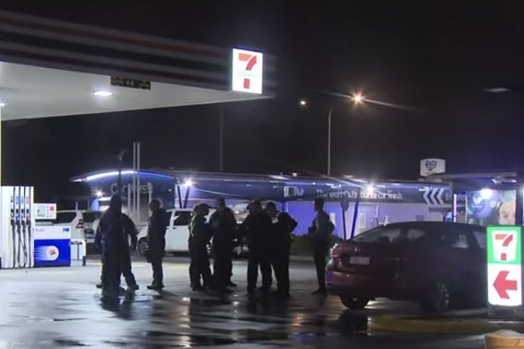 Police and paramedics swarmed the 7-Eleven petrol station in Landsdale after reports of a stabbing just after 4:30pm on Thursday.