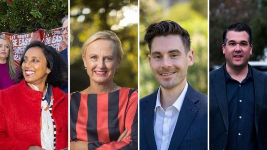 Composite incoming MP for Higgins, Michelle Ananda-Rajah, and outgoing MP Katie Allen along with the two candidates battling it out in the seat of Deakin: Matt Gregg and Michael Sukkar.