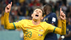 Craig Goodwin celebrates the Socceroos’ goal.