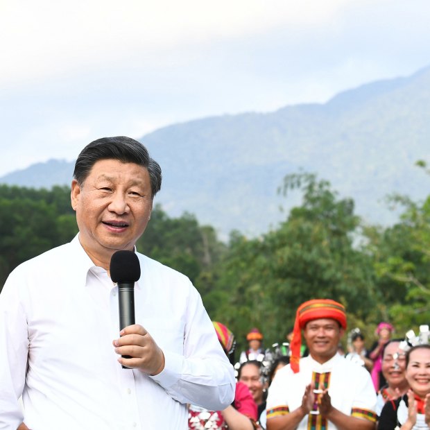 Xi visits villagers in Hainan province in April to inspect projects tackling poverty and rural rejuvenation.  