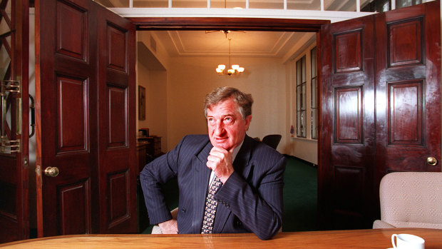 John Elliott in his Collins Street office in 1995. 