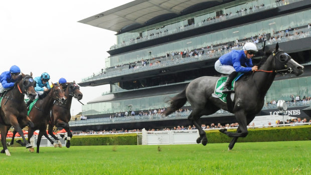 Clean pair of heels: Tenley wins the Reisling Stakes in record time at Randwick on Saturday.
