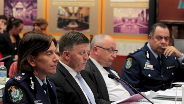 Then Deputy Commissioner of NSW Police Catherine Burn (left) and then Deputy Commissioner of NSW Police Nick Kaldas (right) at NSW Parliament in 2012.
