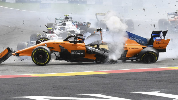 The crash happened early in the Belgian Grand Prix.